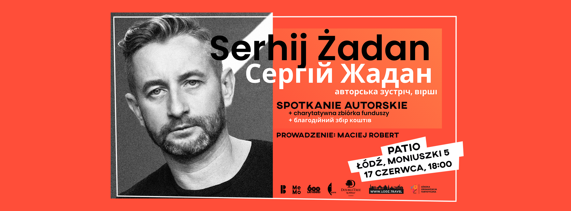 Grafika zapowiadająca spotkanie z Serhijem Żadanem.