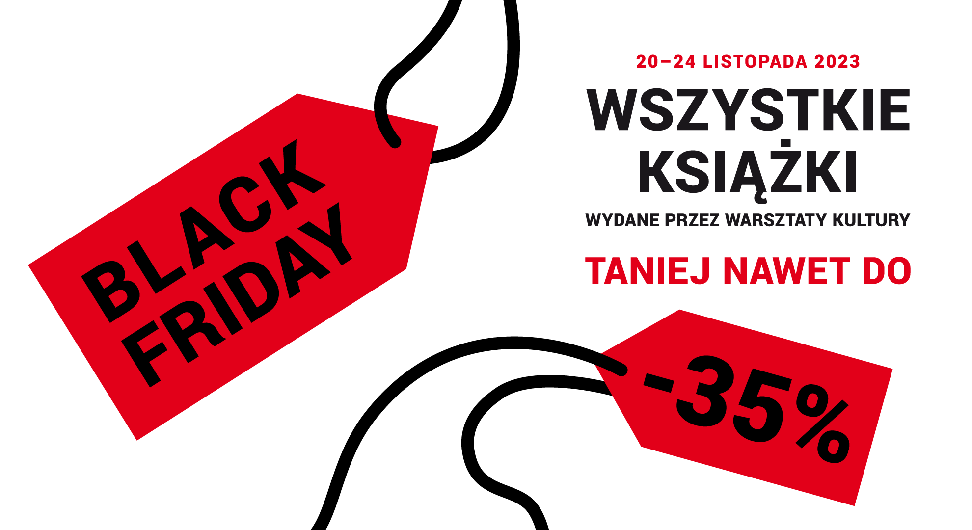 Grafika informująca o promocji 35% na książki Warsztatów Kultury.