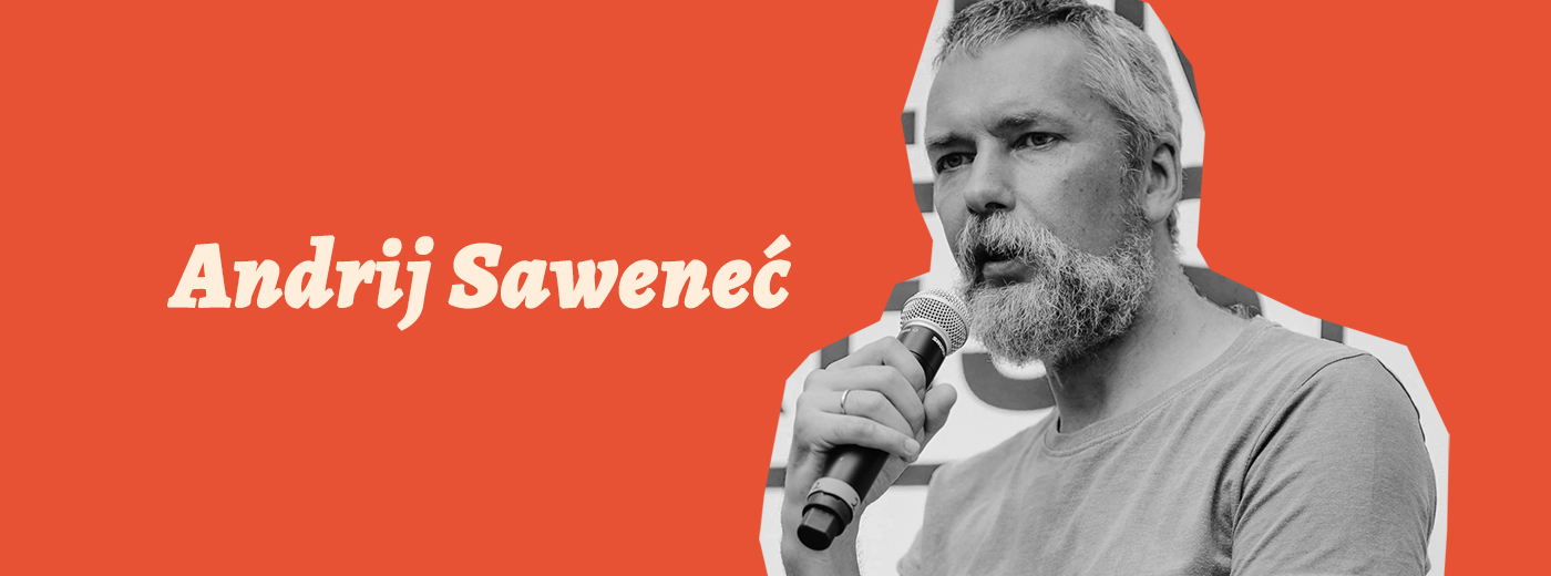 Andrij_Sawene_C4_87 Zdjęcie mężczyzny i napis Andrij Saweneć.
