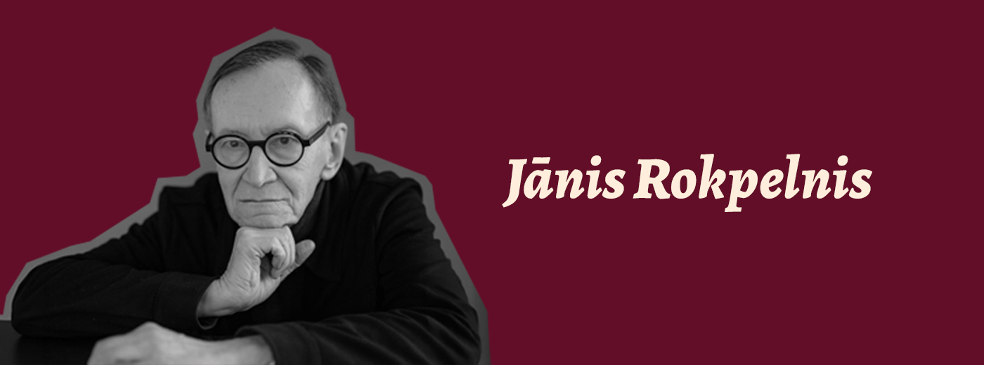 Janis_Rokpelnis Zdjęcie starszego mężczyzny i napis Jānis Rokpelnis.