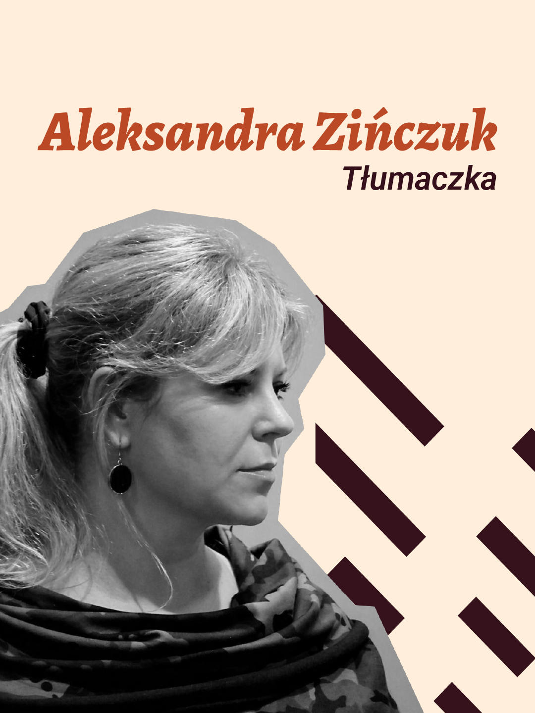 Zdjęcie kobiety i napis Aleksandra Zińczuk tłumaczka