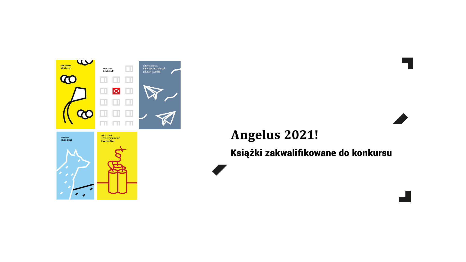 Grafika promująca listę ksiażke zakwalifikowanych do nagrody literackiej ANGELUS.
