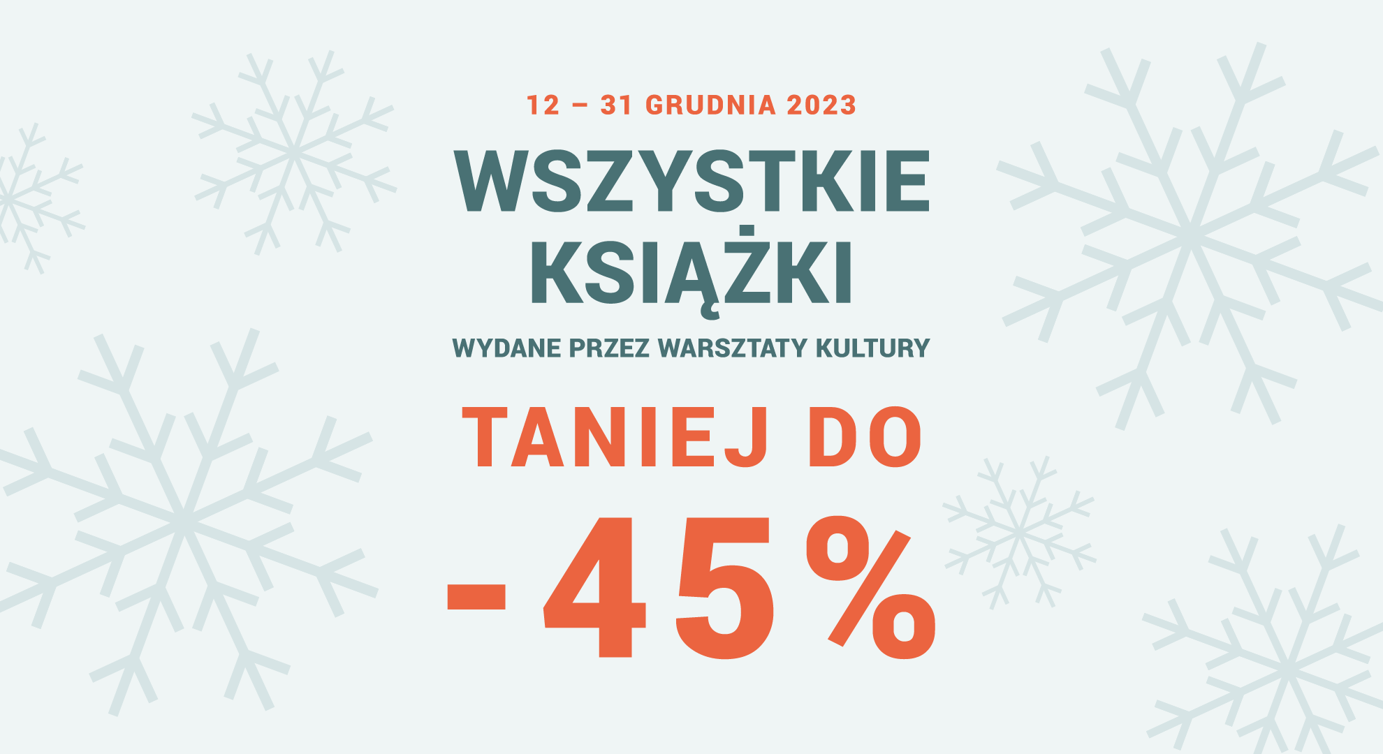 Grafika informująca o promocji 35% na książki Warsztatów Kultury.