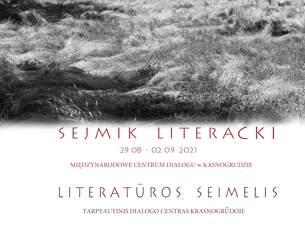 Czarnobiałe zdjęcie promujące Sejmiki literackie.